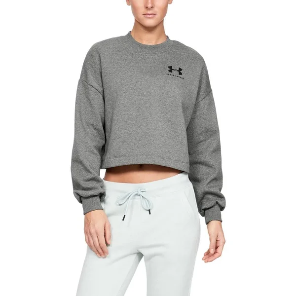 Under Armour Women's Rival Fleece Graphic LC Crew - Gray, XXL