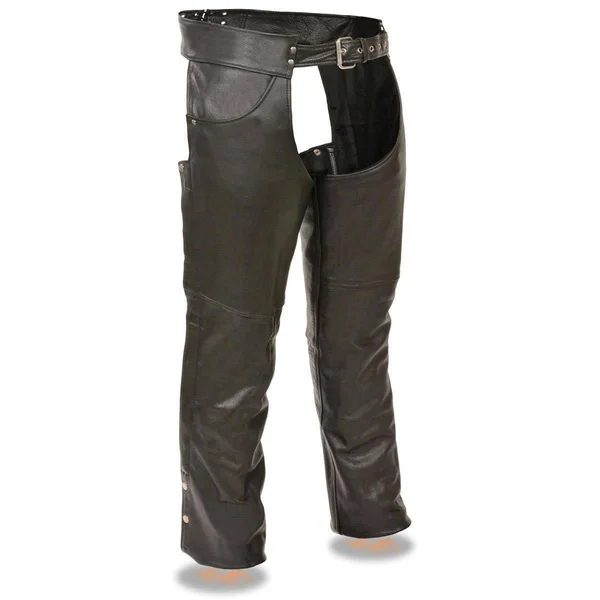 Milwaukee Leather Lkm5781 Mens Black Leather Classic Chaps with Jean Pockets - Black, 4X-Large