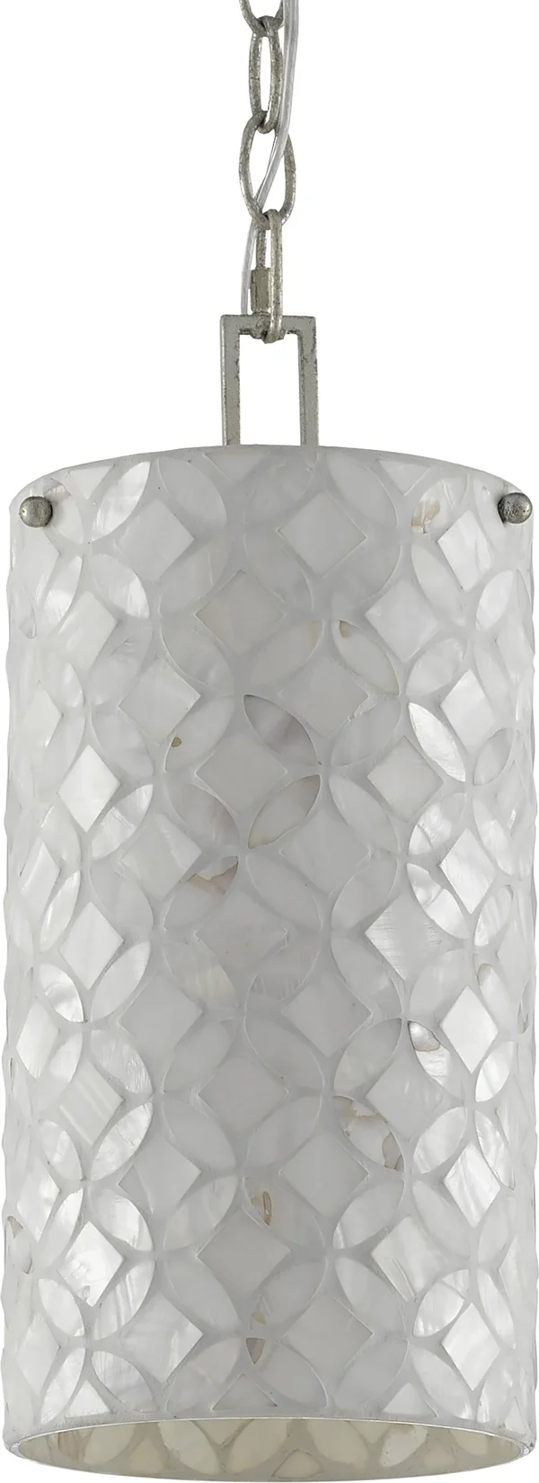 Currey & Company 9000-0490 Ellison Pendant in Pearl/Antique Silver Leaf