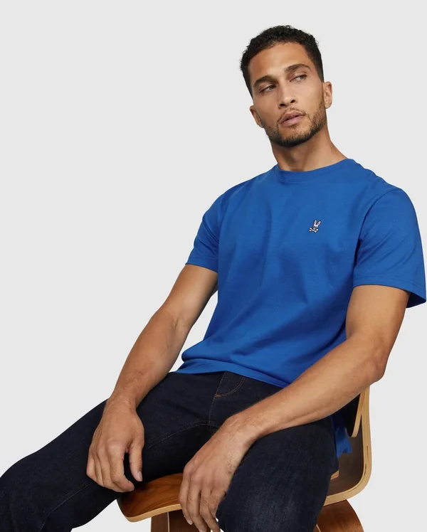 Psycho Bunny Classic Crew Neck Oceanus Blue Men's Tee Shirt B6U014L1PC-OCS