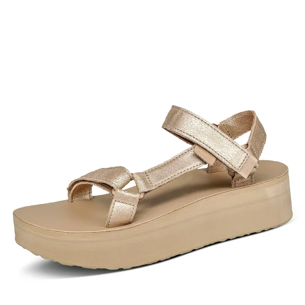 Teva Women's Flatform Universal Leather - Metallic Champagne - 9