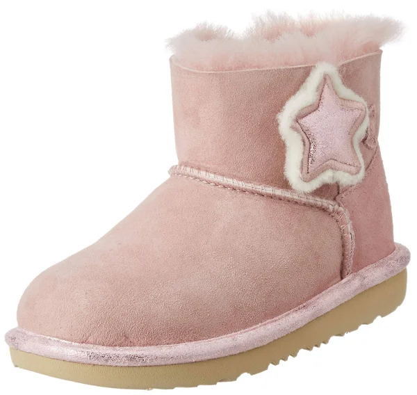 Ugg Kids Mini Bailey Button II Star (Little Kid/Big Kid) Girl's Shoes Pink Crystal : 4 Big Kid M