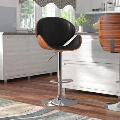 Veneto Swivel Adjustable Height Bar Stool George Oliver Color: Walnut