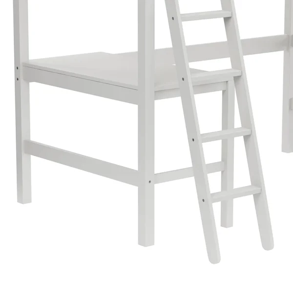 Hillsdale Caspian Twin Study Loft with Chair - White