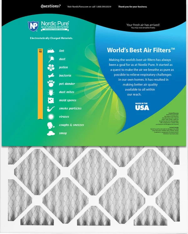Nordic Pure 20x25x1 MERV 10 Pleated AC Furnace Air Filters 6 Pack