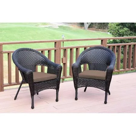 Watts Wicker Single Patio Dining Chair with Cushion Bay Isle Home Cushion Color: Brown