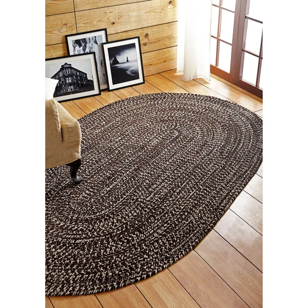 Better Trends Chenille Tweed 8& x 10& Reversible Rug - Black/Grey