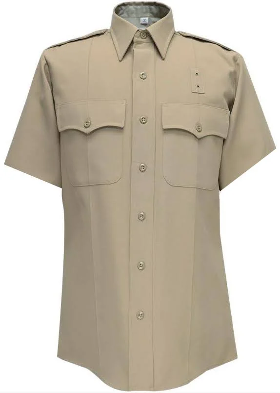 Flying Cross 65% Polyester/35% Rayon Deluxe Tropical Men's Short Sleeve Shirt with Plain Pockets, Tan, Small, LAPoliceGear.co