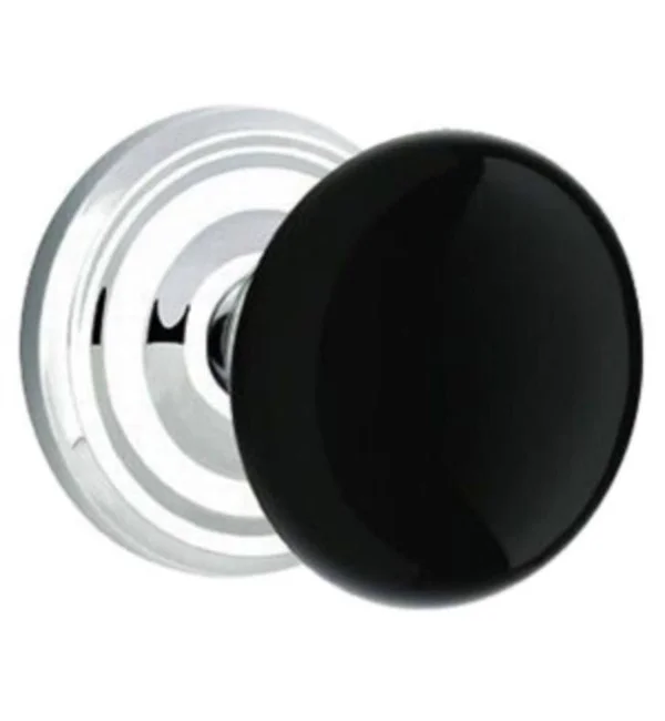 Emtek 8100EBUS3 Ebony Knob Passage with Regular Rose Bright Brass Finish