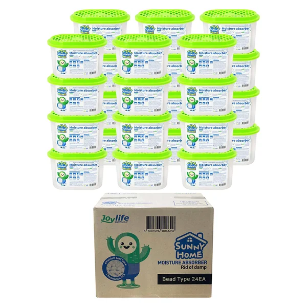 Sunny Home Moisture Absorber (24 Packs) 9.17oz Unscented for Home. Odor Eliminator, Dehumidifier, and Deodorizer for Closet, Bat