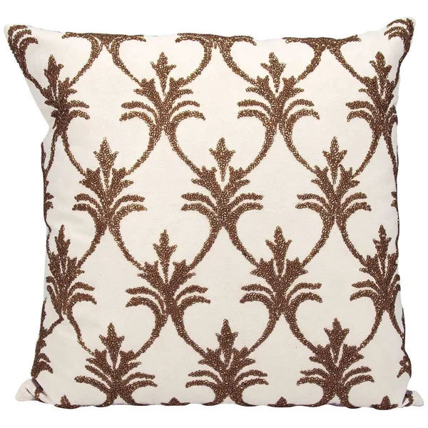 Mina Victory Luminecence Silver Fleur De Lis Silver Throw Pillow