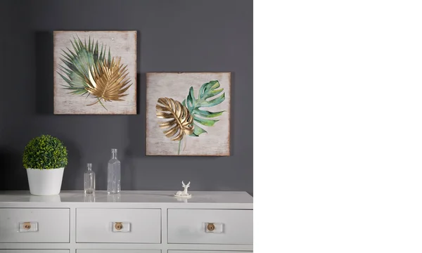 Luxen Home Set of 2 Leaf Wall Plaque