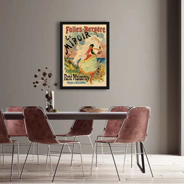 26x22x34x22 Folies Bergere Le MIROIR by Jules Cheret Framed Wall Art Multi-Color - BH58819p114-2230