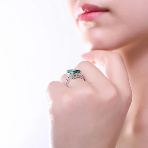BERRICLE Sterling Silver Emerald Cut Cubic Zirconia CZ Statement Solitaire Cocktail Fashion Right Hand Ring Size 4.5