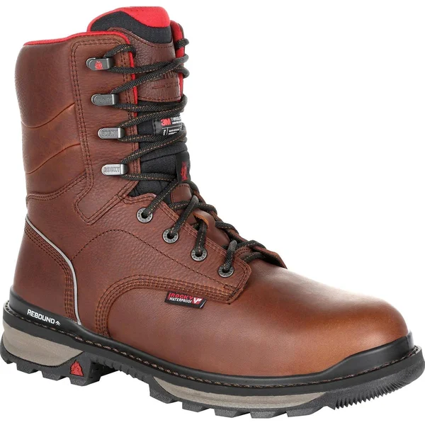Men's Brown Rocky Rams Horn 800G Insulated Waterproof Work Boot Size 12