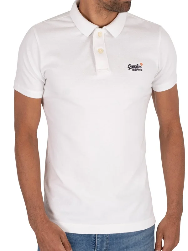 Superdry Organic Cotton Classic Pique Polo Shirt - White - Polo Shirts