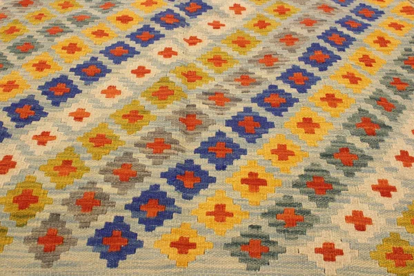 Kilim Arya Rosalba Blue/Orange Wool Rug - 3& 6x22 x 5& 3
