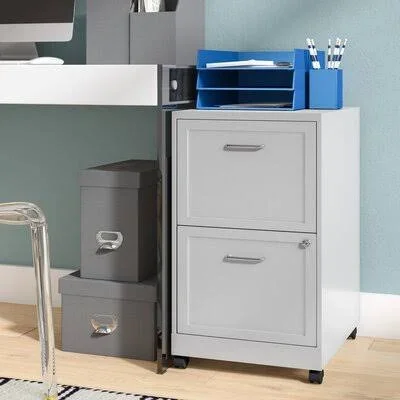 Ebern Designs Carson 18x22 2-Drawer Mobile File Cabinet Finish: Silver