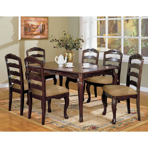 ioHOMES Floral Accented Ladder Back Side Chair Wood Dark Walnut Set of 2
