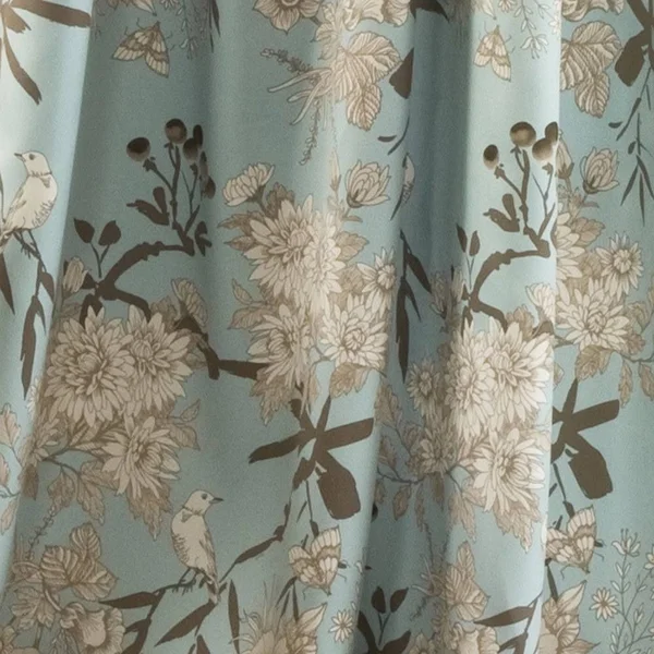 The Gray Barn Dogwood Floral Curtain Panel Pair - 95 Inches - Blue