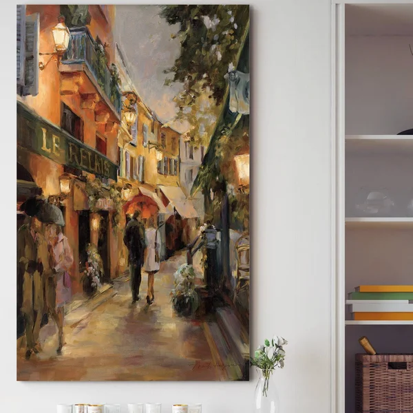 Fleur De Lis Living 'Evening in Paris' Painting Print on Wrapped Canvas - Orange