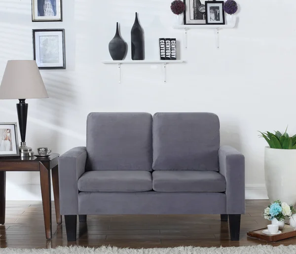 Leonel Signature Sarah Microfiber Loveseat - Multiple Colors - Gray