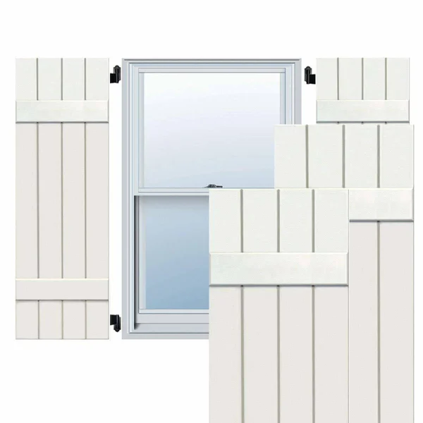 Ekena Millwork CWB15X055WHC 15x22W x 55x22H Exterior Four Board (2 Batten) Composite Board-n-Batten Shutters (Per Pair) - White