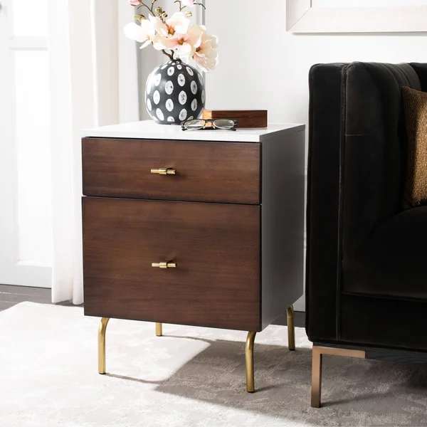 Safavieh Genevieve 2 Drawer Nightstand - Grey - White Washed
