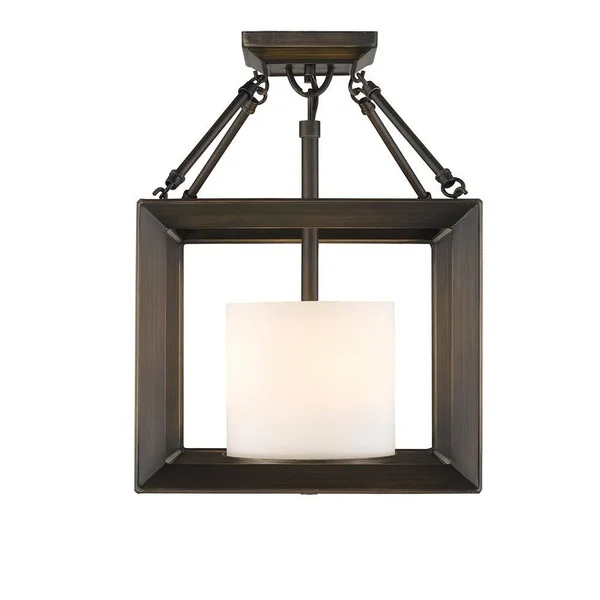 Golden Lighting 2073-SF-WG-CLR White Gold/Clear Glass Smyth 3 Light Convertible Semi-Flush