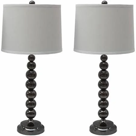 Urbanest Set of 2 Stacked Ball Table Lamps - Antique Gold with Cream Shades