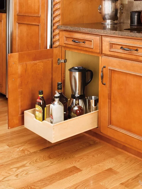 Rev-A-Shelf 4WDB-15 Medium Wood Base Cabinet Pull-Out Drawer - Natural Wood
