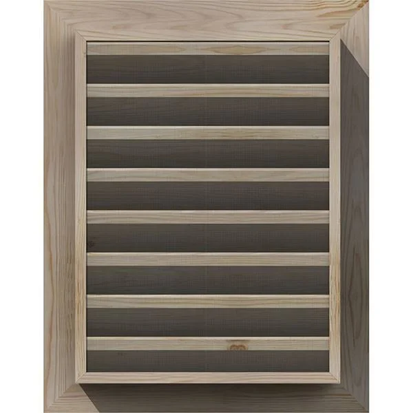 Ekena Millwork 32-in W x 34-in H Vertical Gable Vent (37-in W x 39-in H Frame Size): Unfinished - Functional, Smooth Pine Gable V