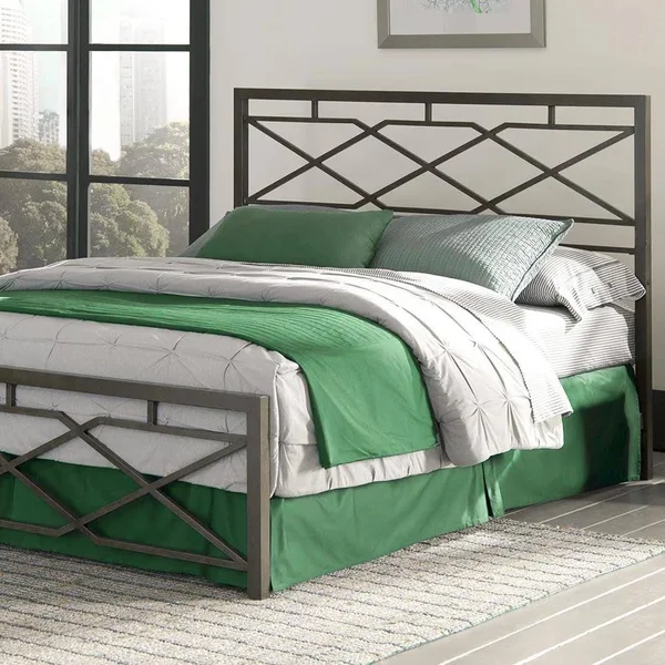 eLuxury Metal Bed Frame - Geometric Style Platform Metal Bed Frame Foundation - California King
