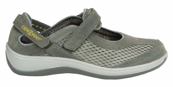 Women's OrthoFeet Sanibel Mary Jane Gray Suede/Mesh 9 M