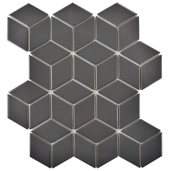 SomerTile 10.5x12.125-inch Victorian Rhombus Matte Grey Porcelain Mosaic Floor and Wall Tile (10 tiles/9.04 sqft.) Case