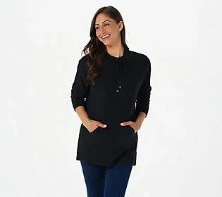 Isaac Mizrahi Live! Soho Funnel Neck Sweater with Pocket - Size 3X, Black