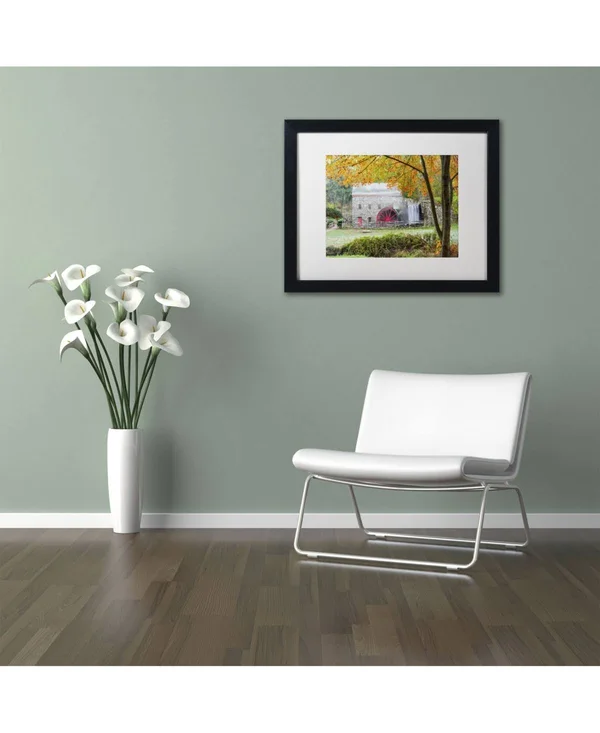 Trademark Fine Art &Grist Mill Autumn& by Michael Blanchette Framed Photographic Print - Matte Color: White, Size: 16x22 H x 20x