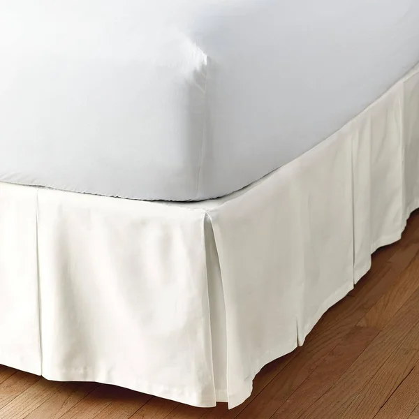 The Company Store Simple Tuck 18 in. Box Pleat Solid Ivory California King Bed Skirt