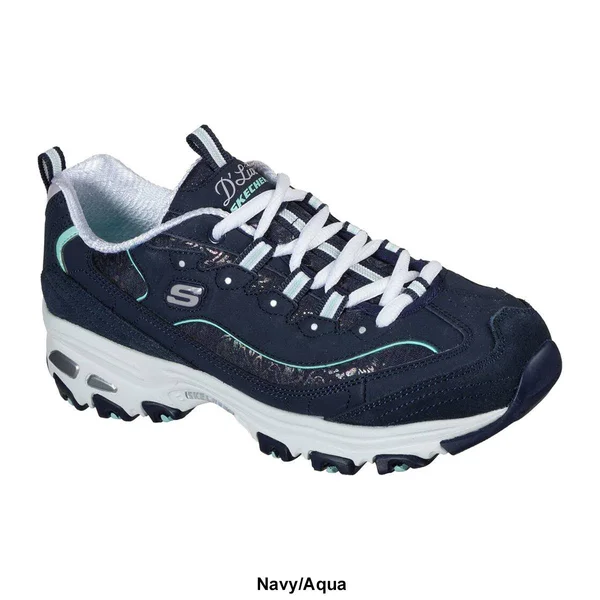 Skechers Women's D&Lites - Sparkling Rain Sneakers, Gray, Multi, 11.0
