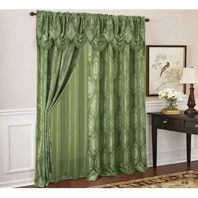 Thao Textured Jacquard Damask Rod Pocket Single Curtain Panel Astoria Grand Curtain Color: Sage