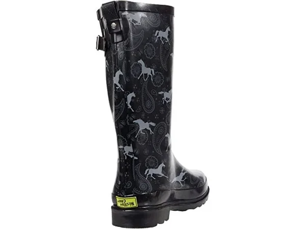 Western Chief Printed Tall Rain Boot Blue Mustang - M, 8