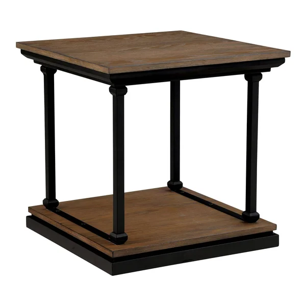 Tullymore Shelf Base End Table Dark Oak/Black - miBasics