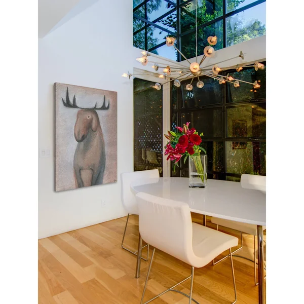 Marmont Hill 'Happy Moose' Painting Print on Wrapped Canvas - Brown