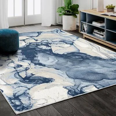 Bamford Abstract Blue Area Rug Wrought Studio Rug Size: Rectangle 3' x 5'