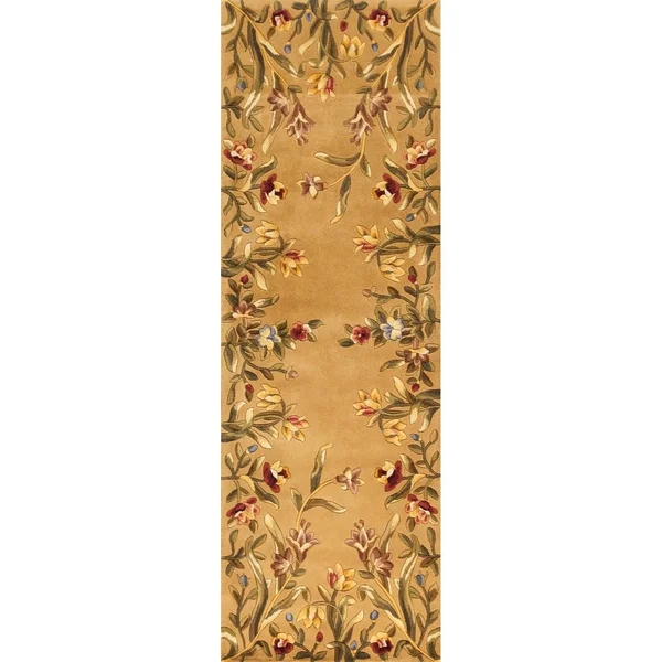 Kas Emerald 9080 Gold Tulip Garden Area Rug - 3&6x22 x 5&6x22