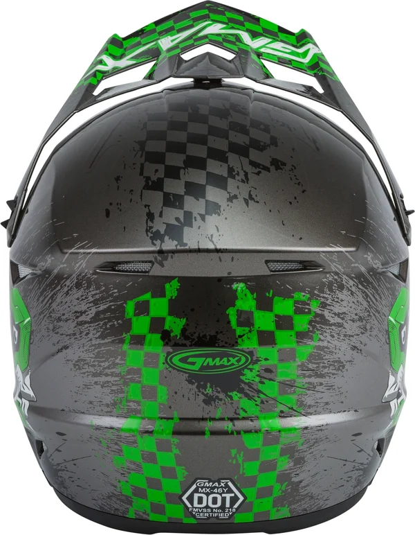 GMAX G3461800 Youth MX-46Y Off-Road Anim8 Helmet Dark Silver/Green YS