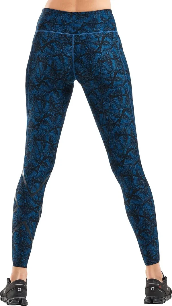 2XU Print Mid Rise Women's Compression Tights - Blue - Medium