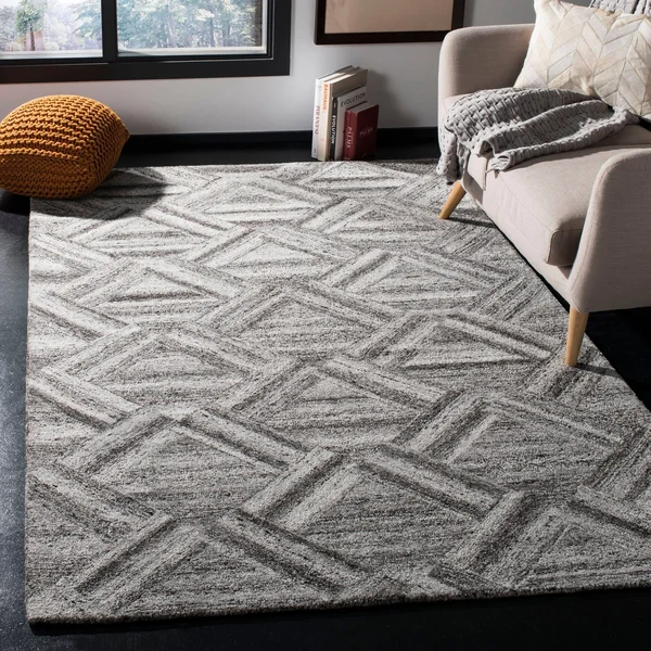 Safavieh Abstract 607 Area Rug - Grey, Black, 6& x 6& Round