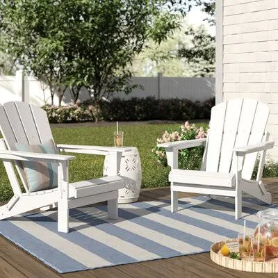 Lopes Resin Folding Adirondack Chair Rosecliff Heights Color: White