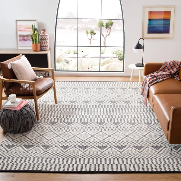 Safavieh Natura Rug Collection NAT853A - Ivory, Black - 9& x 12&